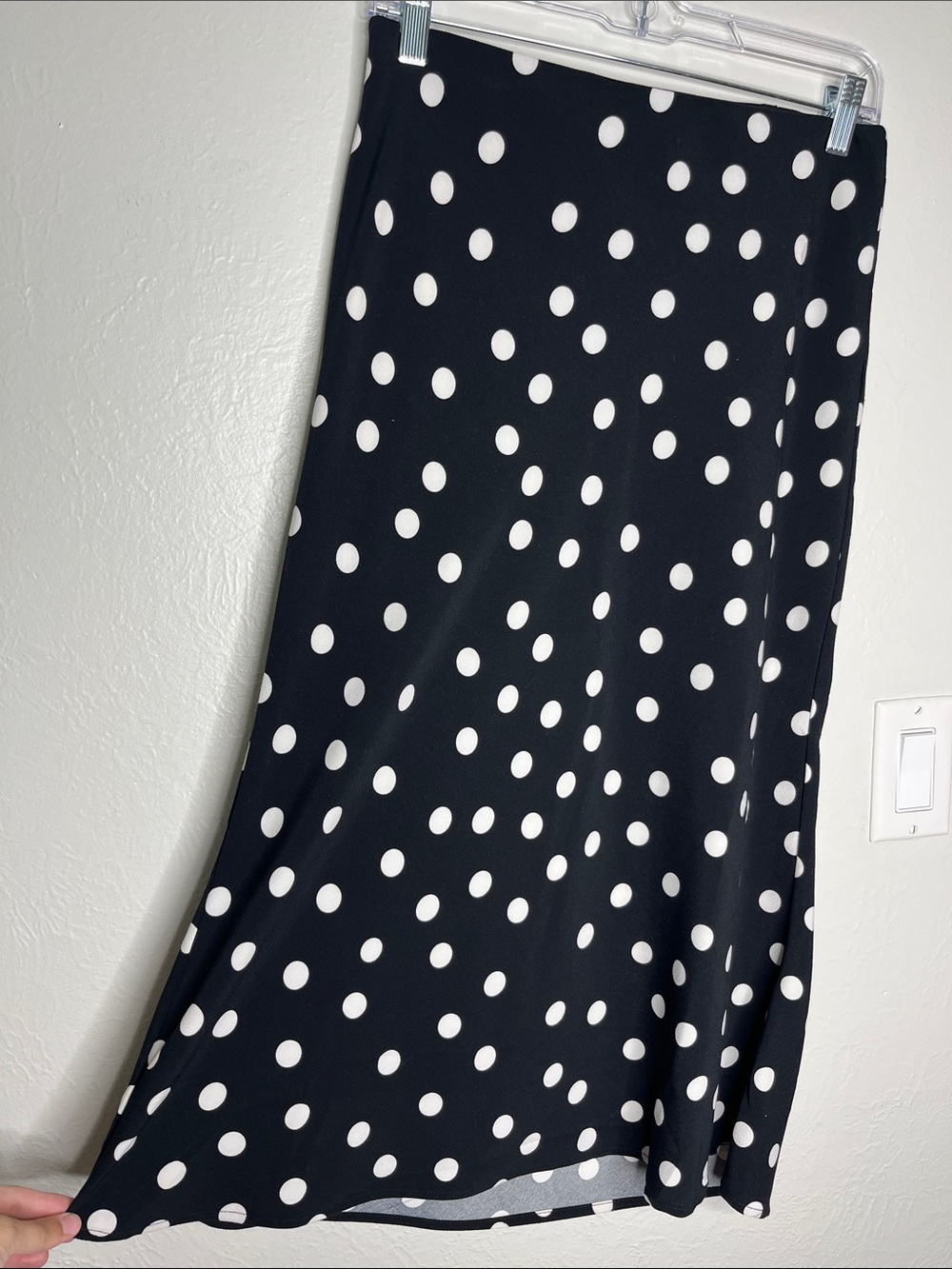 Polka Dot Slip Skirt Midi-Length Black and White Size 2 Dopamine Preppy Classic - Picture 1 of 5